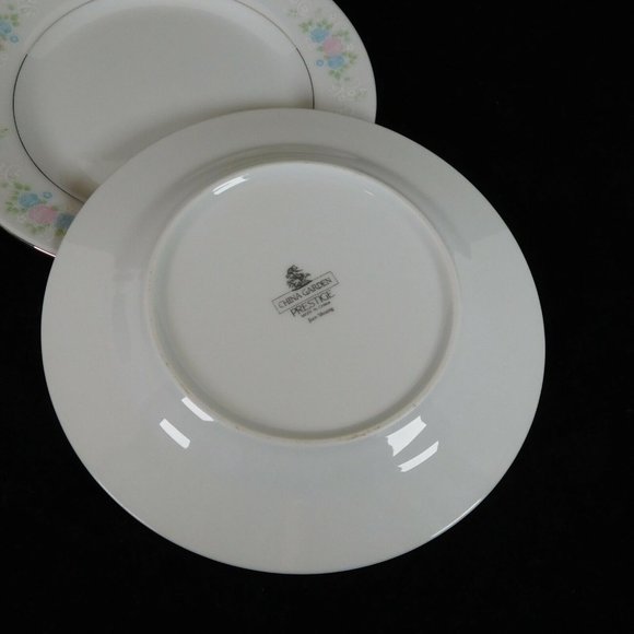 Set of 2 China Garden Prestige Bread Butter Plate 7.125 in Roses Platinum Trim - Picture 6 of 6